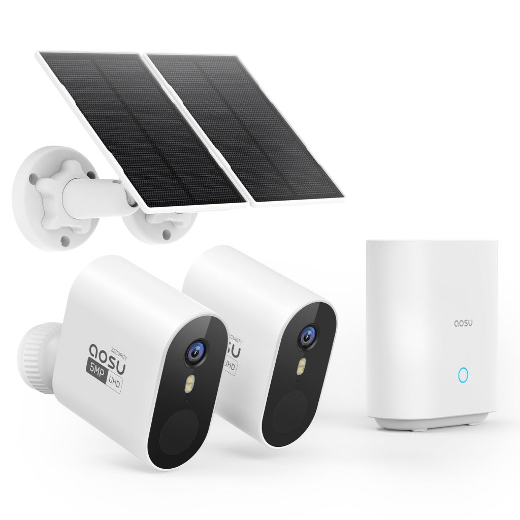 AOSU 5MP Solar Security Cameras Outdoor Wireless