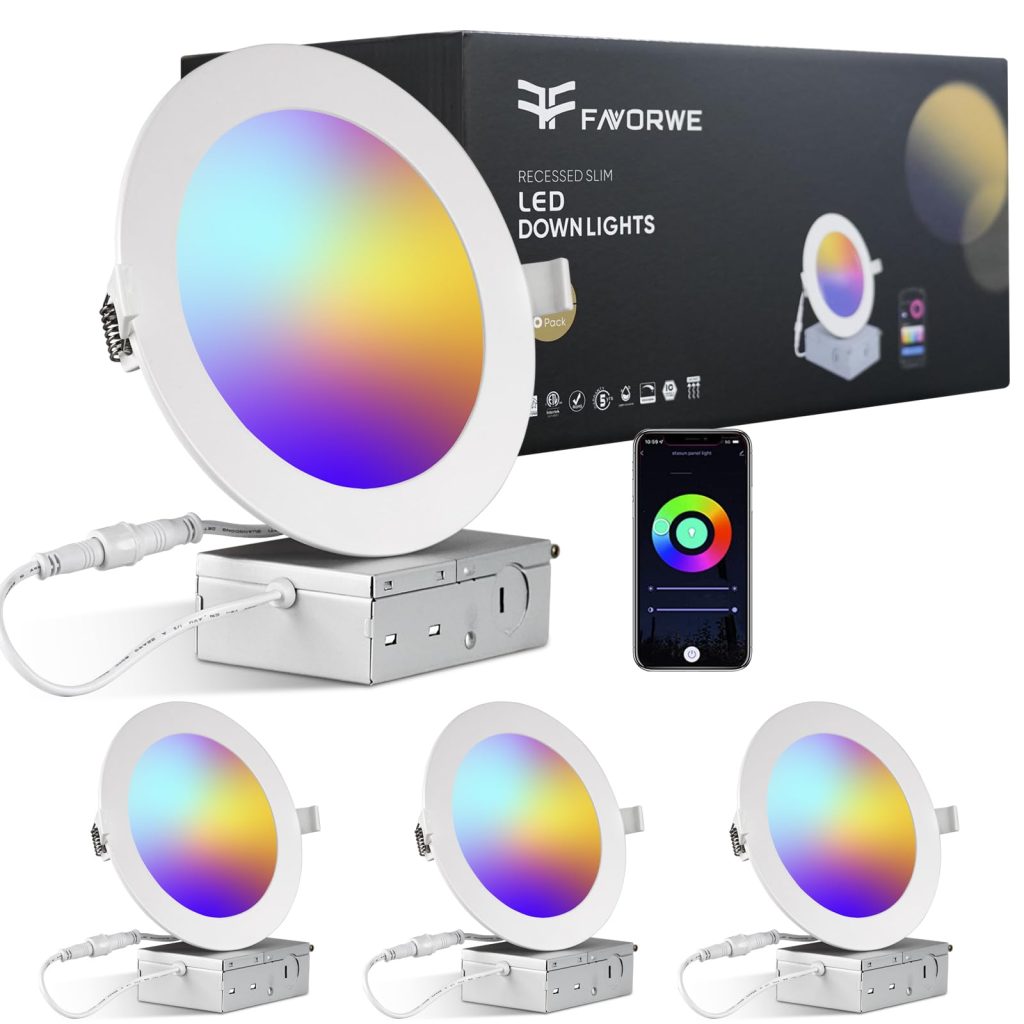 Favorwe 6 inch Smart Recessed Lighting 4 Pack